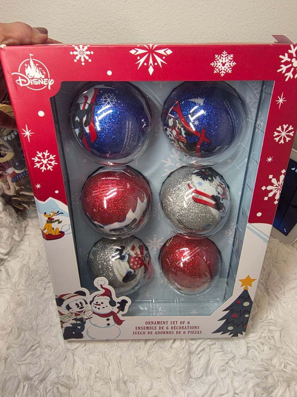 Disney Parks Holiday Mickey Mouse and Friends Ornament Set of 6